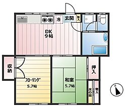 高坂ビル 2DKの間取図画像