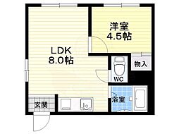 フラッグス肥後橋 4階1LDKの間取り