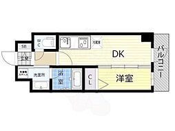 セルン新町 3階1DKの間取り