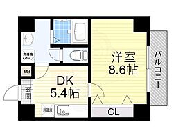 ES-Grande大阪同心 5階1DKの間取り