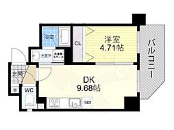 クレグラン北梅田 3階1DKの間取り