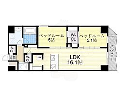 コンフォリア・リヴ谷町四丁目 2階2LDKの間取り