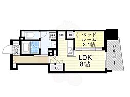コンフォリア・リヴ本町WEST 1LDKの間取図画像