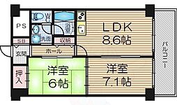 ルネ天満 2LDKの間取図画像