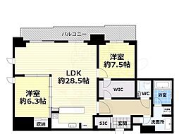 リバーサイドタワー中之島 2LDKの間取図画像