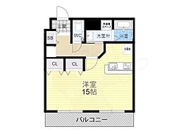 内外うつぼビル 1Kの間取図画像