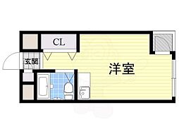 中之島live ワンルームの間取図画像