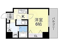 BLUE西長堀 1Kの間取図画像