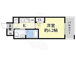 エスリード江戸堀 1Kの間取図画像
