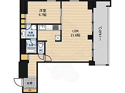 リバーサイドタワー中之島 1LDKの間取図画像