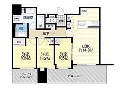 シエリアタワー中之島 3LDKの間取図画像