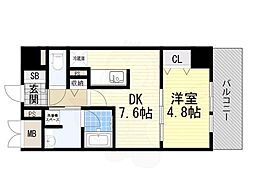 フォルテ福島 1DKの間取図画像