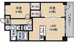 メゾンクラウン鷺洲 1LDKの間取図画像