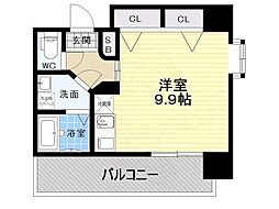 アスリート本町リバーウエスト ワンルームの間取図画像