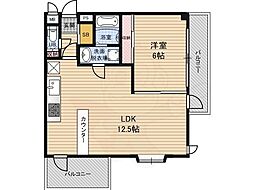 メロディーハイム野田阪神 1LDKの間取図画像