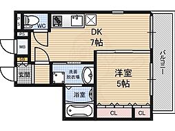 グランパルク西梅田 1DKの間取図画像