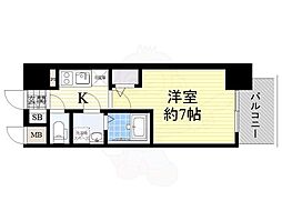 エスリード大阪梅田WEST 1Kの間取図画像