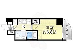 セレニテ九条リアン 1Kの間取図画像