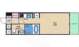 レジュールアッシュ天神橋 ワンルームの間取図画像