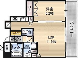 ローレルタワーサンクタス梅田 1LDKの間取図画像
