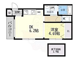 ハーモニーテラスガナーズ館長柄 1DKの間取図画像