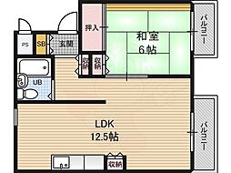 シルバーハイツPART1 1LDKの間取図画像