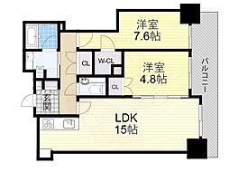 ザ・セントラルマークタワー 2LDKの間取図画像