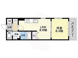コンソラーレ土佐堀 1LDKの間取図画像