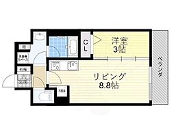 アーバネックス新町2 1LDKの間取図画像