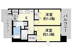 エステムプラザ福島ジェネル 2Kの間取図画像