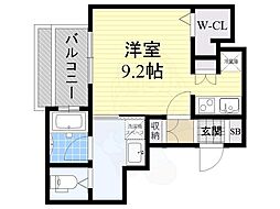 リーガル岡崎橋 ワンルームの間取図画像