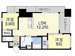 ノルデンタワー南森町ADVANCE 2LDKの間取図画像