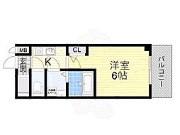 エスリードレジデンス梅田フロント 1Kの間取図画像
