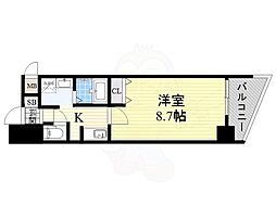 カスタリア新梅田 1Kの間取図画像
