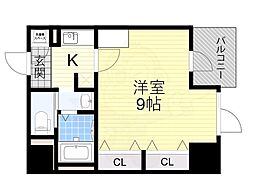 ルクレ西長堀 1Kの間取図画像