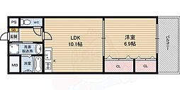 ベリー海老江 1LDKの間取図画像