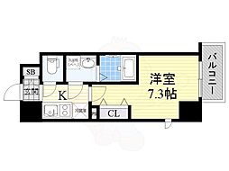 グランルージュ中之島南 1Kの間取図画像