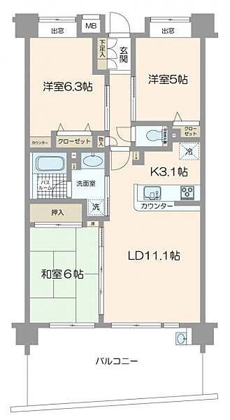 生活動線や家具配置のイメージが広がる間取り図。暮らしやすさを追求した魅力的なプランです。