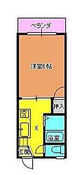 姫山ハイツB 1Kの間取図画像