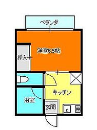 椹野川ハイツ 1Kの間取図画像
