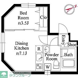 ジュネス蒲田 2階1DKの間取り