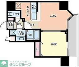 プライマル品川大森海岸 14階1LDKの間取り