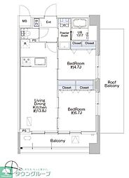 プロシード池上 8階2LDKの間取り