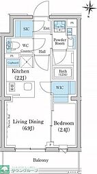 スタイリオ池上ＳＯＵＴＨ 3階1LDKの間取り