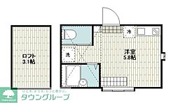 AZEST-RENT羽田I 1階ワンルームの間取り