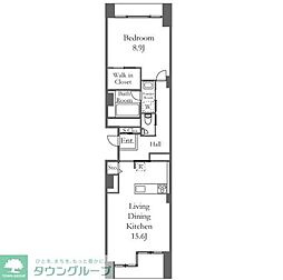 品川プリンス・レジデンス 2階1LDKの間取り