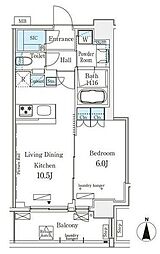 ＧＬＡＣＩＥＲ大森 10階1LDKの間取り