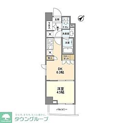 バウスフラッツ品川大井町 1階1DKの間取り