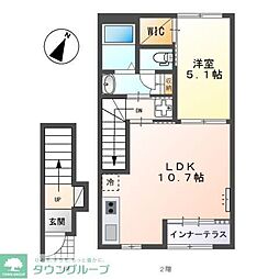 Ｇｒａｎｄ　Ｐｏｉｒｅ 2階1LDKの間取り