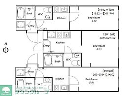 ｂｌｕｅｐａｌｌｅｔ池上 3階1Kの間取り